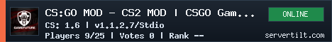 CS:GO MOD - CS2 MOD | CSGO GameFuture.pl | Skiny | Klany | Operacje | Skrzynie | Klucze | Rangi | Leczenie | Jackpot | FREE VIP | VIP/SVIP | StatTrak server banner